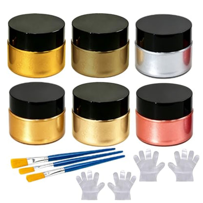 6 Jars Shimmer Metallic Acrylic Paint for Wood/Fabric/Art Craft 1.7oz/Jar - color: Metallic Acrylic Paints+Tools