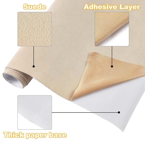 Suede Fabric Car Vinyl Wrap Sticker Sheet, 29.53"x60", Beige - color: Beige, size: 29.53" x 60"