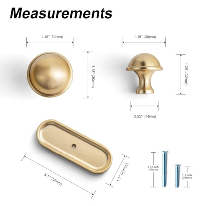 6Pack Champagne Bronze Cabinet Knobs with Backplate Drawer knobs - color: Champagne Bronze, style: Recessed Edge