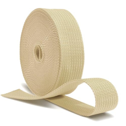CooBigo 12 Yards Webbing 3/4" & 1" & 1.5" & 2" Polypropylene Webbing Strap 3/4 Inch 1 Inch 1.5 Inch 2 Inch Wide Webbing Strapping for Bags/Lawn Chair/Pool Solar Cover DIY Crafting - color: DesertTan, size: 1.5"- 12 Yards