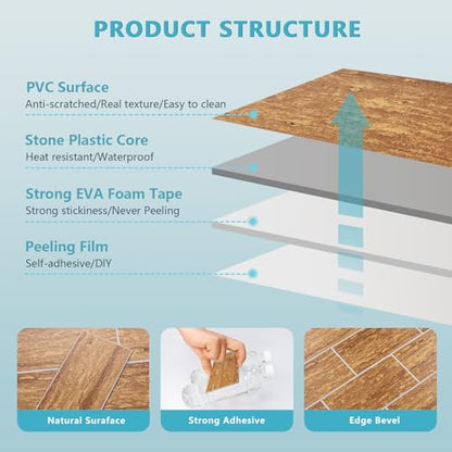Vamos Tile 100 Pieces Peel and Stick Backsplash Tile, 3" x 6" Subway Tile - color: Red Travertine