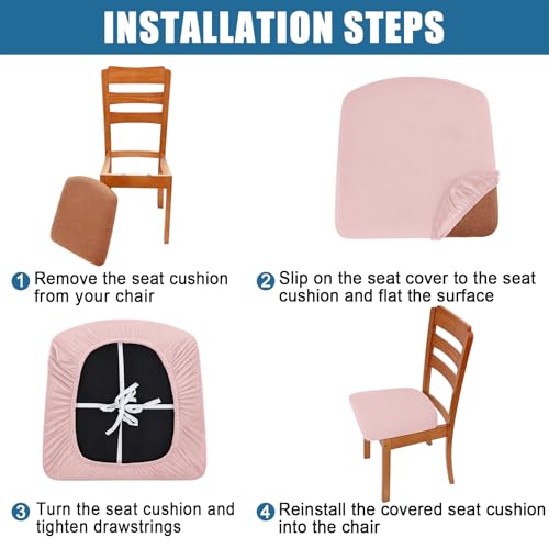 Smiry Velvet Seat Covers for Dining Room Chair Set of 2 - color: Light Pink, size: Set of 2
