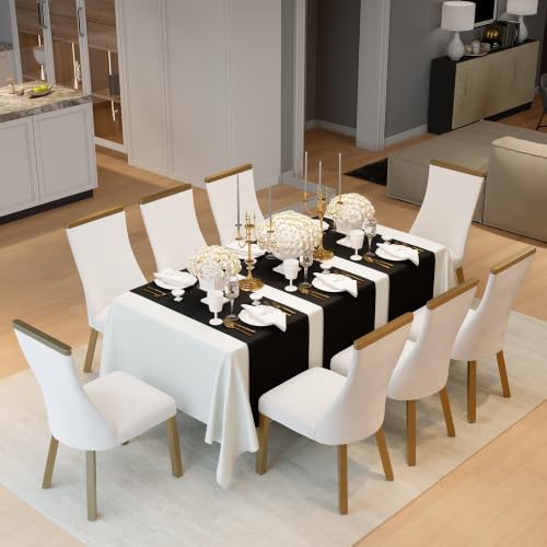 White Gold Upholstered Dining Chairs Set of 12, Waterproof Fabric - size: Set of 12