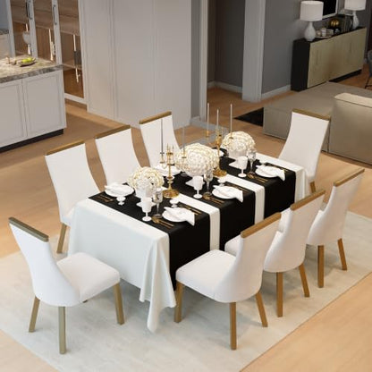 White Gold Upholstered Dining Chairs Set of 12, Waterproof Fabric - size: Set of 12