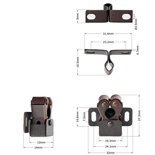 25 Pack Rok Hardware Roller Catch Brown Oil-Rubbed Bronze Copper Finish Heavy Duty Latch for Cabinet Closet Doors ROKRLCS