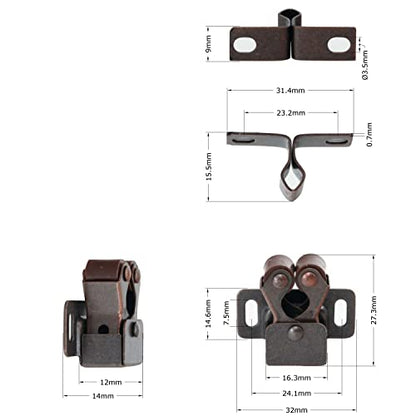 25 Pack Rok Hardware Roller Catch Brown Oil-Rubbed Bronze Copper Finish Heavy Duty Latch for Cabinet Closet Doors ROKRLCS