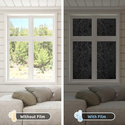 rabbitgoo Total Blackout Window Film, Black Privacy Cling, 17.5" x 118.1" - color: Black, size: 17.5" x 118.1"