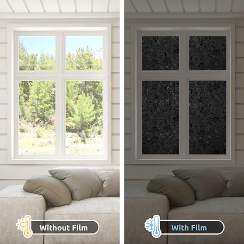 rabbitgoo Total Blackout Window Film, Black Privacy Cling, 17.5" x 157.4" - color: Black, size: 17.5" x 157.4"