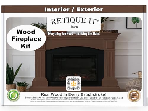 Retique It Wood'n Stain - Real Wood Gel Stain Kit for Fireplace, 20 Java (Water-based, High Coverage, Interior/Exterior) - color: 20 Java, style: 2. Fireplace