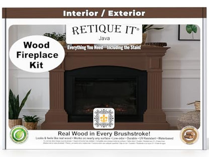 Retique It Wood'n Stain - Real Wood Gel Stain Kit for Fireplace, 20 Java (Water-based, High Coverage, Interior/Exterior) - color: 20 Java, style: 2. Fireplace