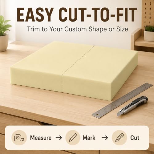 Nigoone Upholstery Foam Cushion, 3x24x24 Inch, High Density, Square Replacement Foam for Couch, Chair Seat Padding, Custom Pillow and Craft Foam - size: 3x24x24 inches