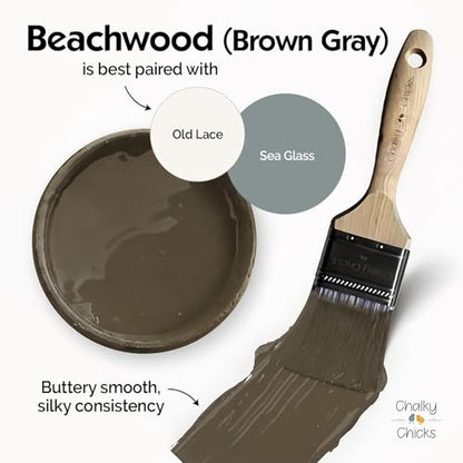 Chalky Chicks Beachwood 16 Fl Oz Chalk Paint for Furniture All in One - color: Beachwood (Brown/Gray), size: 16 Fl Oz (Pack of 1)