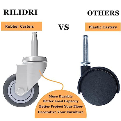RILIDRI 2-Inch Shop Vac Wheels Replacement Parts, (Stem Diameter 8mm or 5/16", Length 38mm or 1.5") - Set of 4 Replacement Wheels for Shop Vac Wet Dry Vacuums Caster, Furniture - size: M8x38