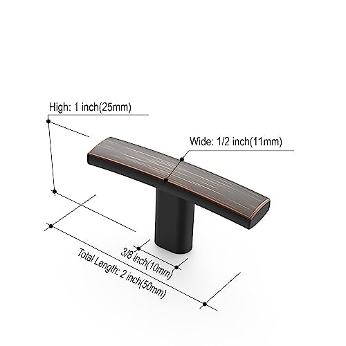 Amerdeco 10 Pack Oil Rubbed Bronze Cabinet Knobs Single Hole Cabinet Handles 2 Inch Solid Zinc Alloy Cupboard Drawer Knobs Kitchen Cabinet Knobs T Bar Hardware ZH0003ORBK - color: Oil Rubbed Bronze, size: Knobs