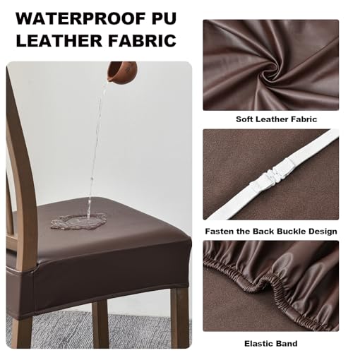 FUANGUI Dining Chair Covers Set of 2, Kitchen Chair Seat Covers - color: Pu-coffce