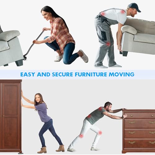 Furniture Lifter Tool + 8-Pack of 3.5" Sliders, Save 80% Effort, Safely and Easily, The Lift and Glide Tool Set for Heavy Furniture and Appliances, Reusable Moving Pads, Floor Protectors for Carpet - size: 24 IN Lifter Tool & 8 Sliders