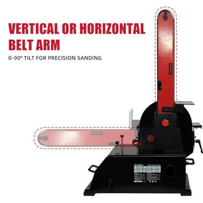 BUCKTOOL 1-1/2HP Bench Belt Disc Sander for Woodworking,6x48" Belt,10" Disc - size: 1.5 HP & 6" x 48"