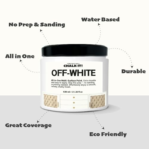 CHALK IT! All-in-One Multi-Surface Chalk Paint for Furniture & Cabinets - No Sanding, No Primer, Built-In Top Coat Water-Based, Low-Odor, Fast-Drying, Matte Finish Off White - color: Off White