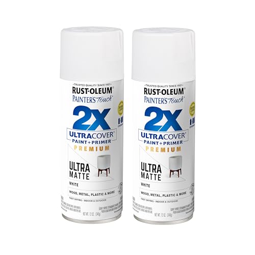 Rust-Oleum Painter's Touch 2X Ultra Cover Spray Paint, Ultra Matte White - color: Ultra Matte White, size: 12 Ounce (Pack of 2)