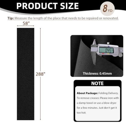 600D Outdoor Upholstery Fabric 58” W Waterproof Canvas Fabric by The Yard - color: Black, size: 8 yard