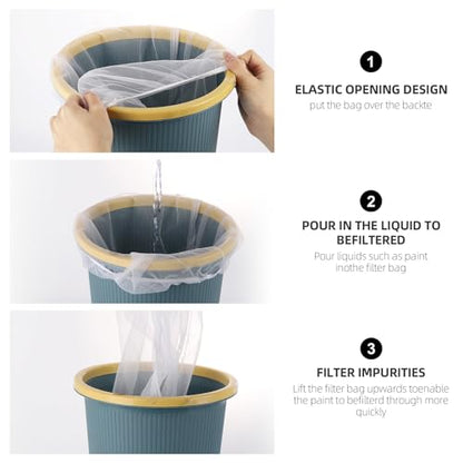 25 Pcs Paint Strainer Bag, 5 Gallon White Filter Bags with Elastic Drawstring Top Opening Nylon Fine Mesh Bag for Paint, Gardening, Hydroponics