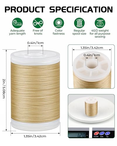 330 Yards FIVEIZERO Extra Strong Upholstery Thread,Cream Bonded Nylon Thread for Denim Leather,Craft,Machine,DIY and Home (2 Pack) CJ - color: Cream