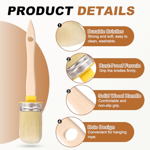 uxcell Wax Paint Brushes 2x1.5 Chalk Stencil Brush Oval PET Fiber Bristle - size: 2 x 1.5 Inch