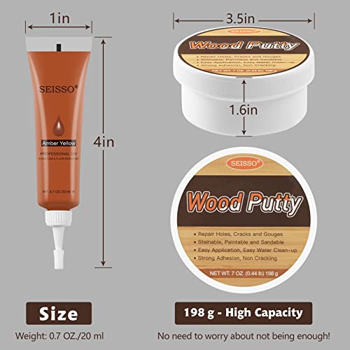 SEISSO Wood Furniture Repair Kit, 12 Colors Wood Fillers with White Putty - color: 12 + 1 Colors