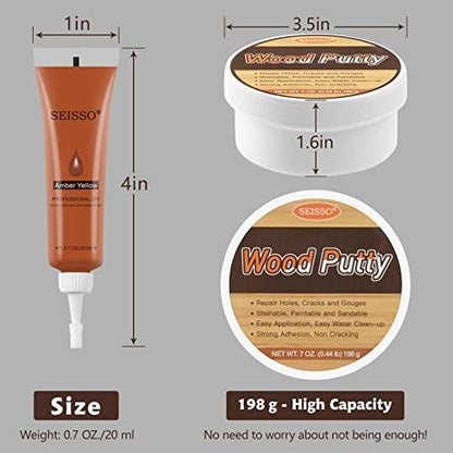 SEISSO Wood Furniture Repair Kit, 12 Colors Wood Fillers with White Putty - color: 12 + 1 Colors