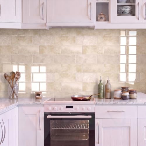 Thicker Design Peel and Stick Backsplash Tile，Self Adhesive Wall Tiles for Kitchen & Bathroom (10 Sheets, Beige) - color: Beige