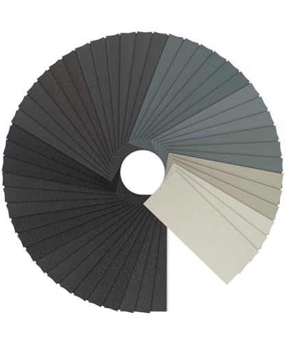 Bates Choice Sandpaper, 48 pcs, 120-5000 Grit, Aluminum Oxide, Wood, Metal, Plastic, 9 x 3.6 inches, Paper Backed