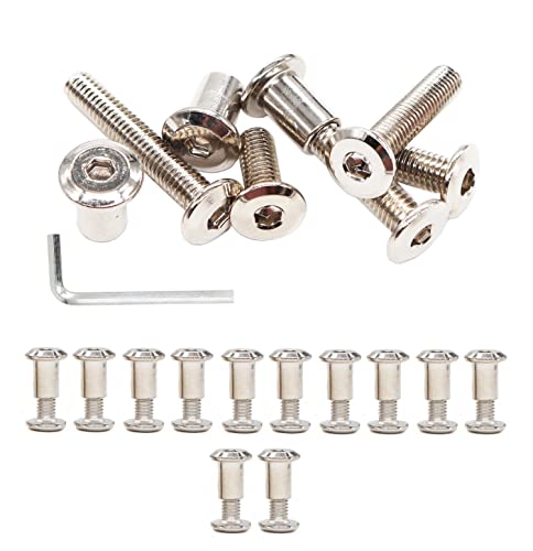 cSeao 12-Pack M6 10mm Allen Rivet Bolts Rivets Cap Nuts for Furniture Connecting Nickel Plated - size: M6x10mm 12-Pack