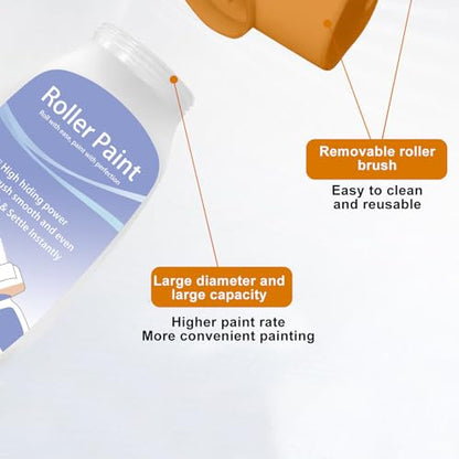17.64 oz Roller Paints, Repair Chalk Paint with Roller Brush Wall Repair and Touch-Up Tool - Paint Application -High-Coverage Painting, Wall Repair, Graffiti Art & Crafts - Durabl (Container with Paint)