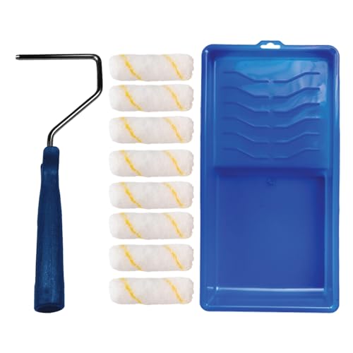 Pro Grade Mini Paint Roller Kit, 4" 1/2" Nap Roller Covers, Trim, 10 Piece - size: Mini Kit