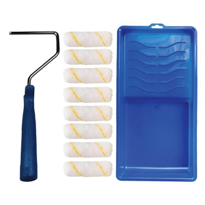 Pro Grade Mini Paint Roller Kit, 4" 1/2" Nap Roller Covers, Trim, 10 Piece - size: Mini Kit
