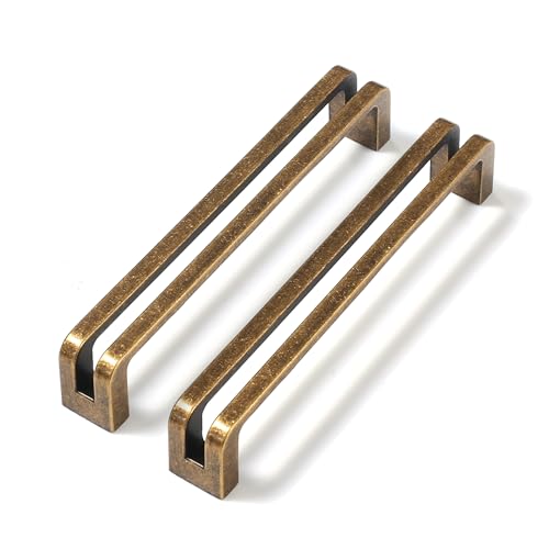 Antique Brass zinc Alloy Cabinet pulls,Vintage Retro 5 Inch （128mm） Hole Center Cabinet Handles for Drawer,Cupboard, Wardrobe,Dresser - 6 Pack - color: Antique Brass, size: 5 Inch Hole Center
