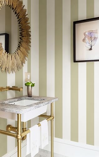 Erfoni 17.7"x118" Brown and White Wallpaper Stripe Peel and Stick Wallpaper - color: Brown and White, size: 17.7" x 118"