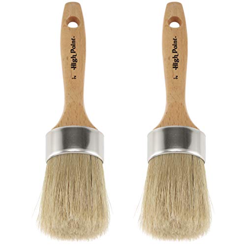 Large 2-in-1 Round Chalk & Wax Finishing Brush | Professional Quality for All Fine Art, Hobby & Chalk Paints, Faux Finishing, Stenciling & Wax Finishing [2" x 2.36" Brush Hair] - Double Pack - size: Double Pack