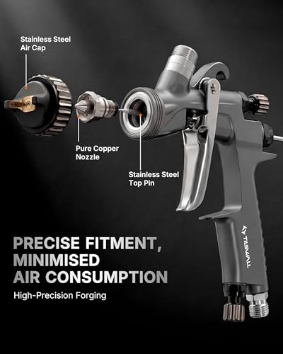 Tilswall Pinto LVLP Spray Gun for Car Painting, Basic Kit - color: Deep Gray