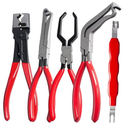 5 Pieces Electrical Disconnect Pliers for Cars, Automotive Electrical Plug Connector Disconnect Tool and Connector Separator and Hose Clamp Pliers - style: Electrical Disconnect Pliers Set 7