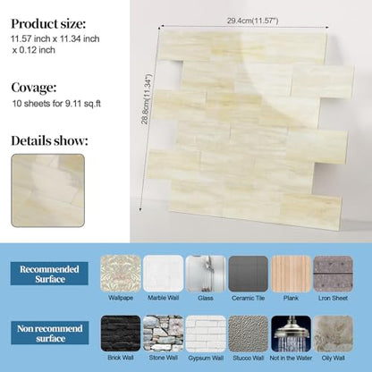 2026 New Upgrade Peel and Stick Backsplash Tile, Peel and Stick Wall Tile for Kitchen, Bathroom, Fireplace, Laundry (Light Orange, 10 Packs) - color: Light Orange