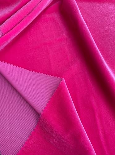 Premium Stretch Velvet Fabric by The Yard - Wrinkle-Resistant - Soft - Upholstery Fabric - Polyester Spandex Blend - for Clothing and Crafts - Resistant – 58-60 Inches Wide (Neon Pink, 1 Yard) - color: Neon Pink, size: 1 Yard
