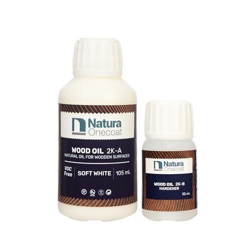 Wood Stain Oil - 75 ft² - 140 ml, Soft White – Wood Finish for Interior Furniture & Floor - Linseed Wood Oil - Fast-Drying - Environmentally Friendly - Extra Durable Hard Wax Oil - color: Soft White, size: 140 mL