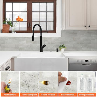 10 Sheets Gray Stone PVC Subway Tiles Peel and Stick Backsplash,12''Heat Resistant Stick on Tiles for Kitchen,Waterproof Peel and Stick Wall Tiles for Bathrrom - color: Light Gray Stone