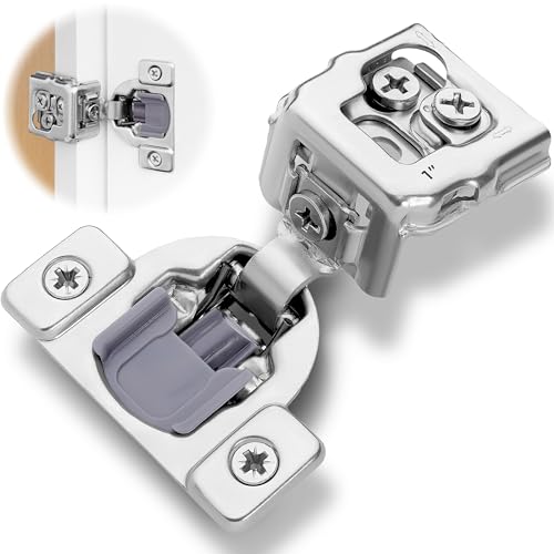 Decobasics 4 Pack Soft Close Cabinet Hinges – 1" Overlay for Kitchen Cabinet Doors, Face Frame Concealed Hidden Hinges – Stainless Steel, Self-Closing with 3-Way Adjustment & Slow Close Damper - size: 1 Inch