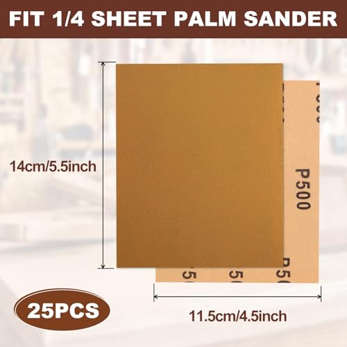SPEEDWOX 1/4 Sheet Sandpaper Sheets 25PCS Premium Sand Paper 500 Grit Sanding Sheets 5.5" x 4.5" Sandpaper for Wood Metal Automotive Furniture Woodworking Clip-On, Hand Sanding Blocks - style: 500 Grits