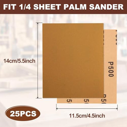 SPEEDWOX 1/4 Sheet Sandpaper Sheets 25PCS Premium Sand Paper 500 Grit Sanding Sheets 5.5" x 4.5" Sandpaper for Wood Metal Automotive Furniture Woodworking Clip-On, Hand Sanding Blocks - style: 500 Grits