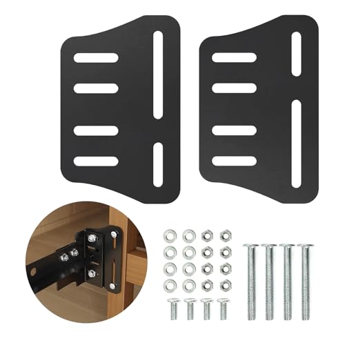 Furpopup 2 PCS Bed Frame Brackets Adapter/Connector, Headboard Brackets Connector Attachment Kit to Connect Headboard Footboard Adjustable Adapter for Metal Bed Frame, Black