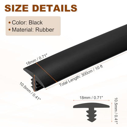 uxcell T Rubber Trim Molding 23/32 Inch x 10ft Edge Banding Trims Black - color: Black, size: 23/32 Inch x 10 ft
