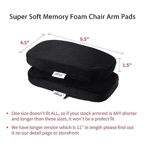 Aloudy Ergonomic Memory Foam Office Chair Armrest Pads, Comfy Gaming Chair Arm Rest Covers for Elbows and Forearms Pressure Relief(Set of 2), Stretch Fit, Black - color: Medium, Black
